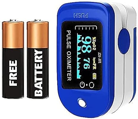 SF Stay Healthy Stay Safe O2 Digital Heart Rate Finger Pulse Oximeter with Rotatable OLED Pulse Oximeter (Blue, Black)
