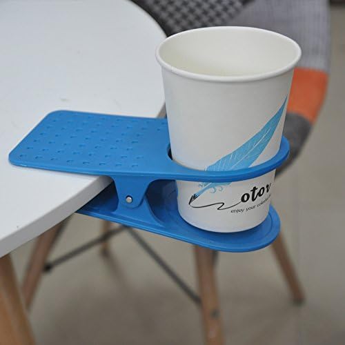 Cup Holder Clip - For Beach Pool Office Desk Table Laptop Chair Mug Holding Beverage Home Gadget, Blue
