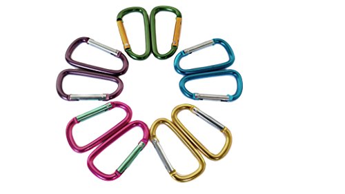 2"/5cm Carabiner Assorted Colors D Shape Spring-loaded Gate Aluminum Carabiner for Home, Rv, Camping, Fishing, Hiking, Traveling and Keychain, Pack of 20 - Thumbnail 2