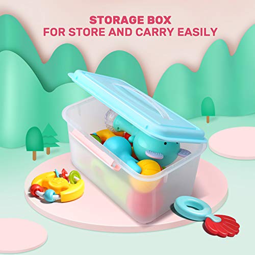 image for Cute Stone Baby Rattles Teethers Set, Rattle Shaker with Light and Mus