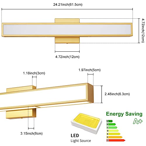 Deyidn LED Espejo de Baño Luz Frontal, 23.22 Pulgadas Regulable Iluminación de Baño, 24W 4000K moderna lámpara de pared escocesa de 360 °