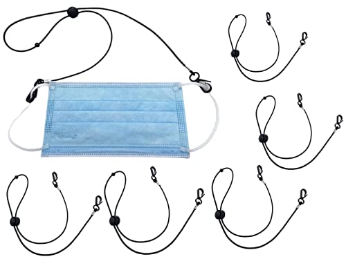 Mask Holder, Mask Lanyards, Face Mask Holder, Mask Accessories Adjustable Lightweight Mask Strap Extender, Mask Strap Hook for All Mask Types for Women, Men and Kids (Black, 5strap)