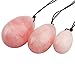 rockcloud Rose Quartz Set of 3 Drilled Yoni Eggs with String, Massage Stones for Women to Train Pelvic Muscles Kegel Exercise