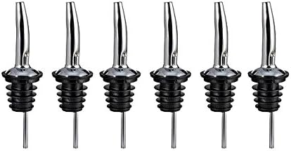 Bottle Pourers, Pertique Stainless Steel Wine Classical Liquor Pourers with Tapered Spout Medium Fast Flow Speed Pocket Corkscrew for Party Drinking,Vinegars( 6 PACK)