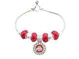 Ohio State Buckeyes Red Slider Glass Bead Silver Toggle Bracelet