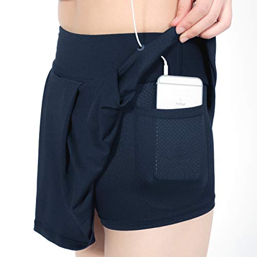 DOMICARE Women Pleated Active Athletic Skorts with Pockets, Lightweight Tennis Golf Skirts for Running Workout, M, Navy... - Thumbnail 4