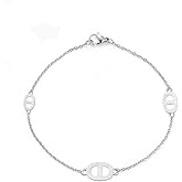Savlano 925 Sterling Silver 7.5 inch Solid Link Chain Station Puff Mariner Bracelet Comes With Gift Box for Women - Made in Italy