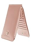 Indressme Womens Pink Bifold Multi Card Case Thin Wallet with Zipper Pocket