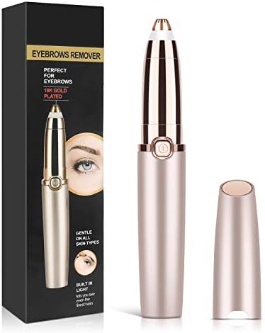 Bestidy Eyebrow Hair Remover,Electric Painless Facial Hair Remover Trimmers with LED Light for Women - Rose Gold