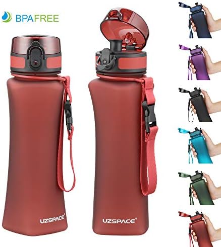 UZSPACE Fitness Water Bottle 500ml 17oz BPA Free, Eco-Friendly and Reusable with Leak-Proof Lid for Fitness Gym Yoga Running Sports