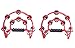 Foraineam 2 Pieces 9 Inch Half Moon Handheld Tambourine - Double Row 20 Pairs Jingles Musical Percussion - Red