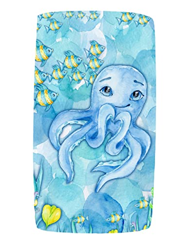 Dear Baby Gear Baby Crib Sheets - Toddler Bed Sheets - Breathable Fitted Bed Sheet - Nursery Bedding - Infant Crib Mattress Sheet - 52x28x10 (Octopus Under The Sea Ocean Bubbles & Sea Creatures)