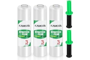 Stretch Film, KAMOTA Stretch Wrap with Handles Industrial Strength, Moving Wrapping Plastic Roll, Shrink Wrap for Pallet Wrap, 15" x 1000 Feet, 3 Pack, 60 Gauge