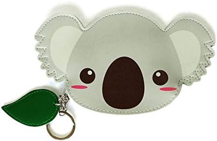Panda Coin Pouch with Keychain, Samll Zippered PU Change Purse By REXSONN for Women, girls, Kids (koala)