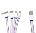 Turbold 4 in 1 Multi USB Charging Cable for iOS and Andriod Devices - 3-Feet - White & Purple