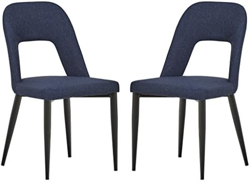 Rivet Florence Mid Century Modern Set Of 2 Wide Open Back Accent Kitchen Dining Room Chairs 18 8 W Navy Blue