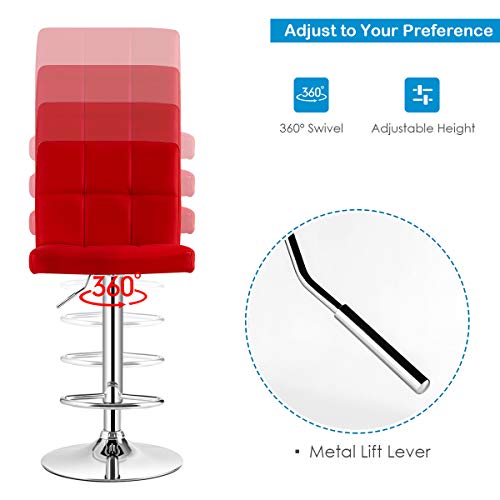 COSTWAY 3Piece Bar Table Set, Round Cocktail Table and PU Leather