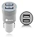 Car Charger, IMKEY® 2.1A Dual USB Port Rapid Car Charger Adapter for Apple iPhone, iPad, Samsung, Google Nexus 7, HTC, LG, And More - (Silver)