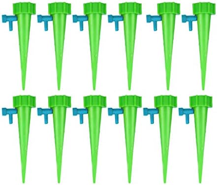 Automatic Plant Watering Spikes Set of 12 Adjustable Irrigation Drippers For Potted Plant - Fit On Half Liter Bottles And Above (Green)