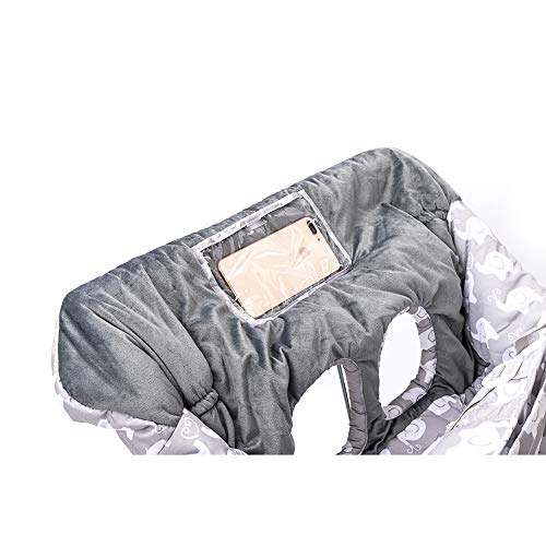 2-in-1 Baby Shopping Cart Cover and High Chair Protector, Germ-Protecting Seat Covers for Grocery Carts, Full Safety Harness for Restaurant High Chairs, Universal Fit, for Babies, Infant (Grey)