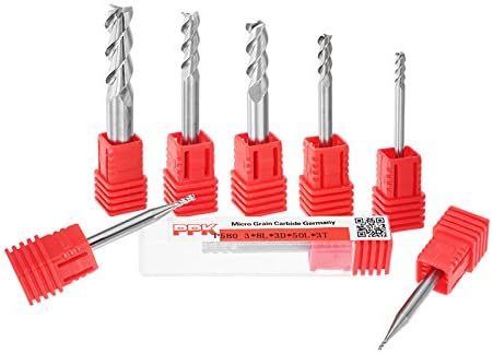 FEVERWORK Drillpro 1-8mm HRC58 3 Flutes End Mill Cutter Tungsten Carbide CNC Milling Tool for Aluminum - 8.0mm