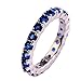 Psiroy 925 Sterling Silver Plated Created Blue Sapphire Filled Eternity Stacking Ring Band Size 8