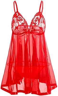 Tallas Grandes Mujeres Camisón Ropa de Dormir Lencería Encaje Camisón con Cuello en V Camisón Ropa de Dormir Mujer Túnica Rojo-XXXL: Amazon.es: Deportes y aire libre
