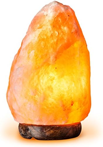 Himalayan Salt Lamp,Hand Carved Natural Glow Crystal, Bulb &amp; Dimmer Control Included, Wood Base, Purifies Air, UL Approved, 9-11”, 8-13 lbs, By Tiabo