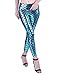 HDE Women Shiny Mermaid Leggings Liquid Wet Look Fish Scale Metallic Tight Pants (Teal, Medium)