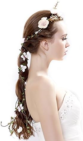 Qhome Womens Newly Arrived Rattan Flower Vine Crown Tiaras Necklace Belt Party Decoration