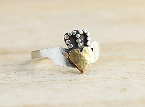 Handcrafted Sterling Silver Statement Rings, Modern Claddagh, Size 8