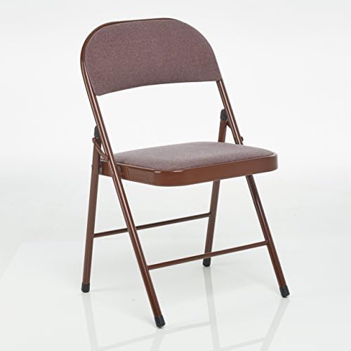 Brown Folding Fabric Padded Office Reception Desk Chairs Foldable Chair Easy Storage Backrest (Brown)