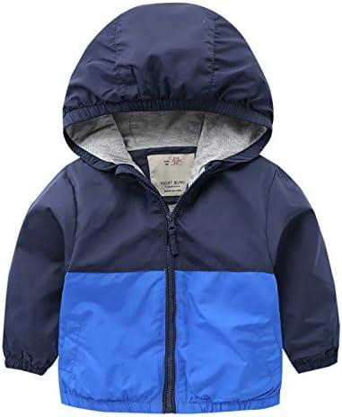 Right Euro Baby Boys Long Sleeve Hoodies Kids Sweatshirt Toddler Zip-up Jacket Soft Cotton Outwear Coat Windbreak Navy & Blue