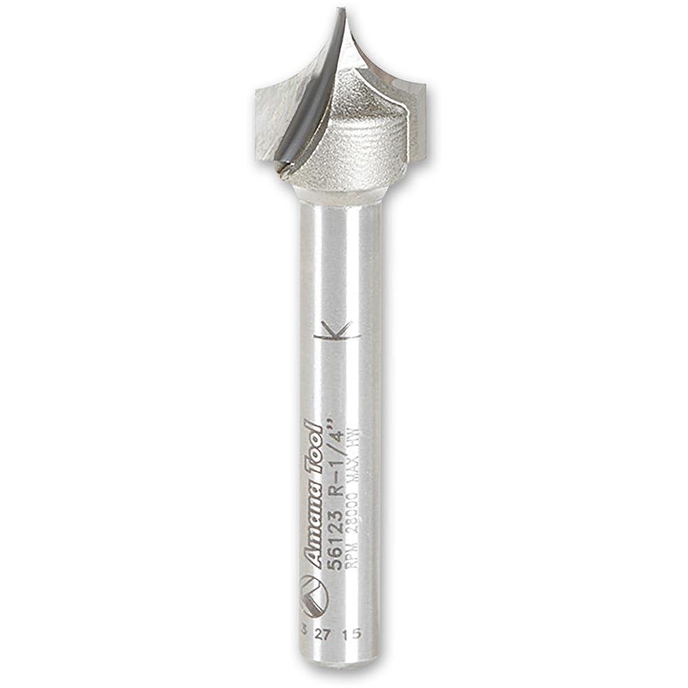 Amana Tool 56123 Carbide Tipped Point Cutting Roundover 1/4 R x 1/2 D x 1/2 CH x 1/4 SHK x 2 Inch Long Router Bit for Beadboards