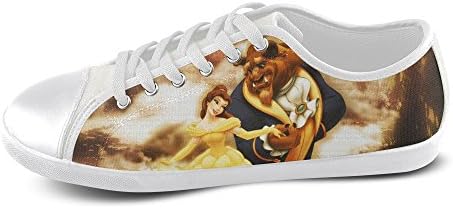 Show-shoes Custom Beauty And The Beast Lace-up Flats Canvas Shoes Soft Comfortable Sneakers for Adult Women (Model016) 9US XXL