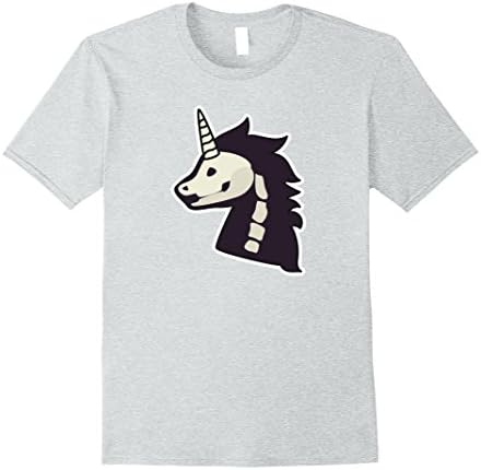 Mens Unicorn Skeleton Halloween Tshirt XL Heather Grey