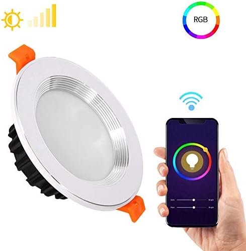 Smart LED Downlight WiFi Smart Dimming Light Ultra-Thin Embedded WiFi Ceiling Light Color Changing Downlight for Kitchen Bathroom [Energy Class A]