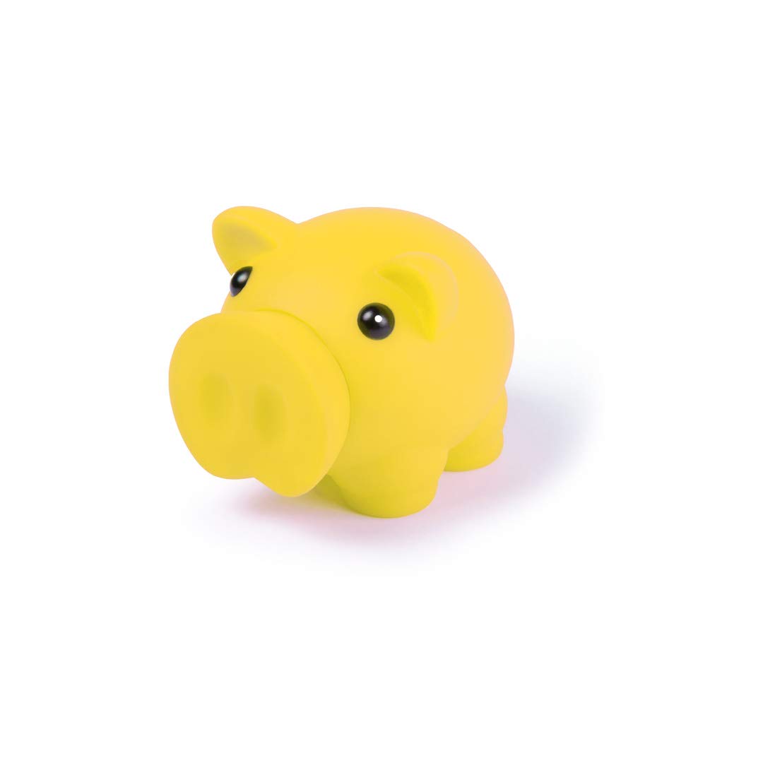 Piggy Bank with Soft Rubber Finish Body in Vivid Colours, Original Small Children's Box, Travel Box, Lightweight and Sturdy (Yellow)
