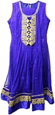Girl's Partywear Blue &amp; Gold Salwar Suit, Size 28, Indian Clothing
