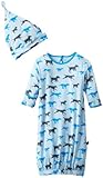 KicKee Pants Baby Boys and Girls Newborn Layette Gown and Knot Hat Set