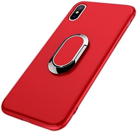 QYBK iPhone X Case Super Slim Protective Flexible Skin Anti Scratch with Sleek Style Ring Anti Drop and Kickstand Suitable for Car Mount Magnetic(Red)