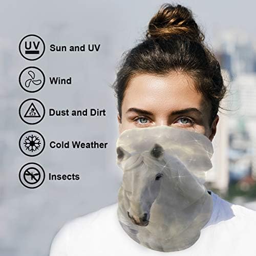 Colorful face mask with bandana design suitable for outdoor activities like biking, with various patterns on the fabric.