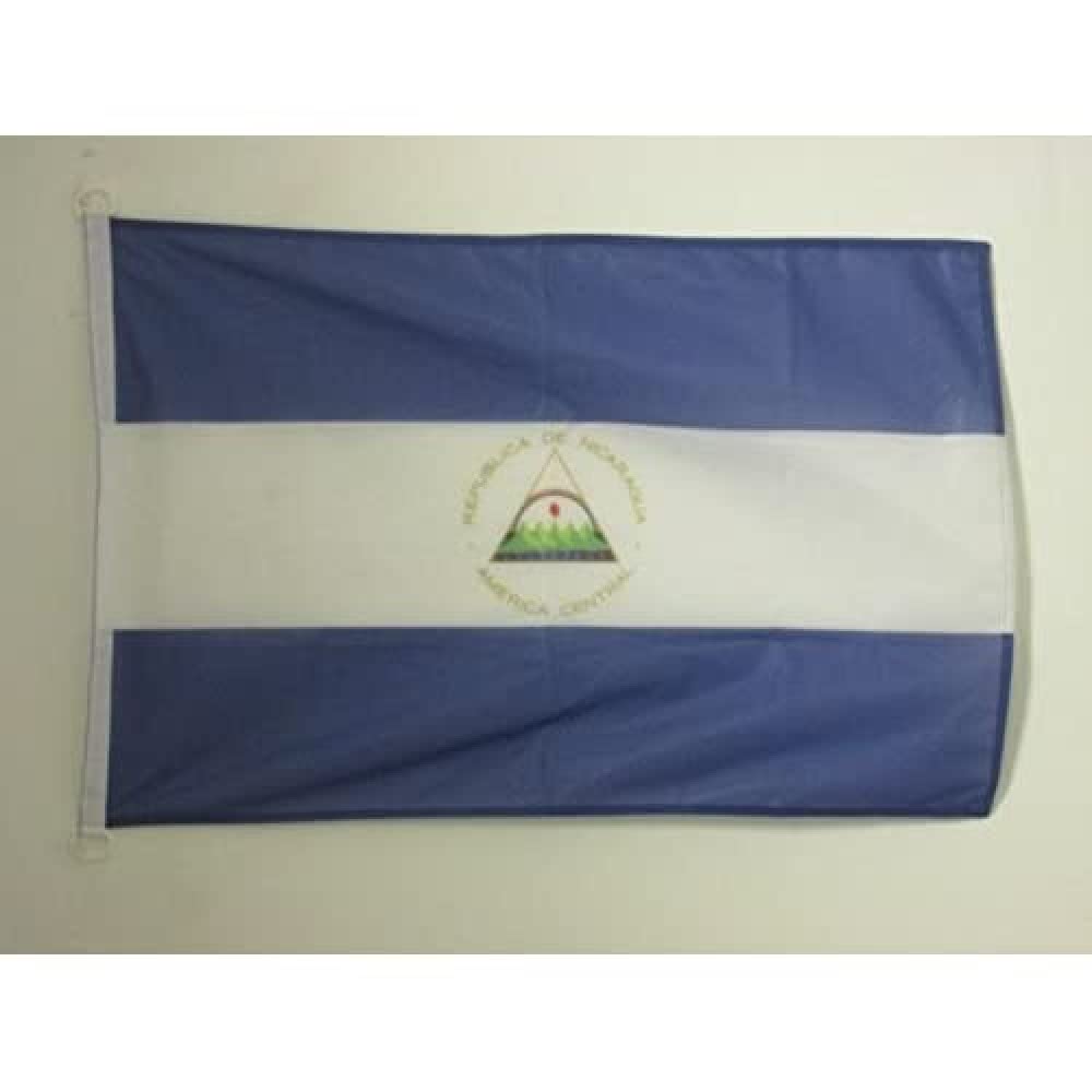 AZ FLAG - Nicaragua Flag - 3x5 Ft - External Use - Nicaraguan Banner Knitted Polyester with Two Plastic Rings - Fade Resistant - Vivid Colors - 3' x 5' Feet - 150x90 Cm