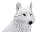Ebros Large Artemis Wildlife Sitting Alpha Albino Ghost White Wolf Statue 20.5