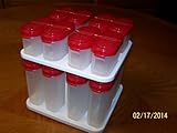 Tupperware Complete Spice Shaker Set W/White Carousel & Red Tops