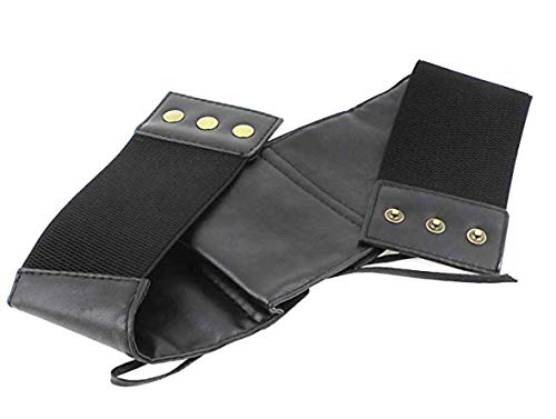 Autoly Lady Women Lace-up Cinch Belt Press Button Closure Stretch Steampunk Corset Elastic Waist Black
