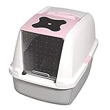 Catit Hooded Cat Litter Pan, White/Pink