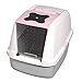 Catit Hooded Cat Litter Pan, White/Pink primary
