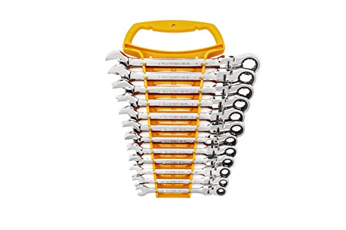 GEARWRENCH 9901D Jeu de 12 clés mixtes à cliquet à tête flexible, 12 pans, mesures métriques