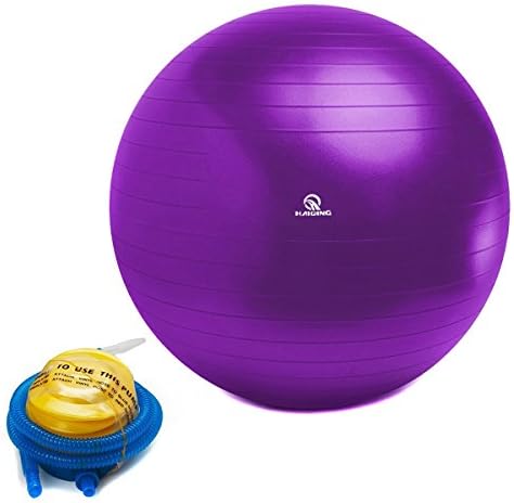 HAIQING Exercise Ball - Anti-Burst Slip Resistant Yoga Ball (Swiss Ball) with Foot Pump
